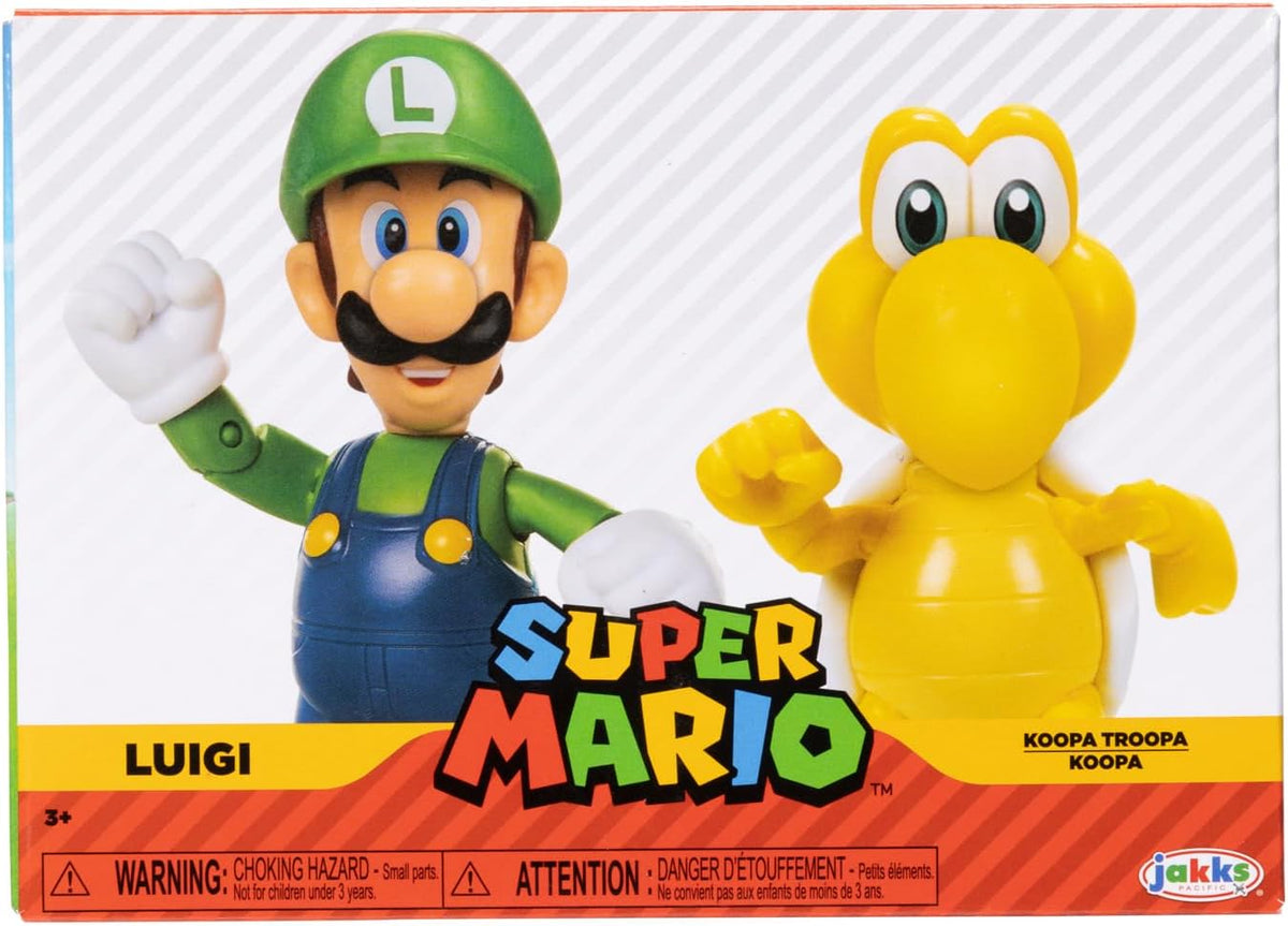 Mlec tech Super Mario Nintendo - Figura de 4 Pulgadas, Paquete de 2: Luigi & Koopa Troopa