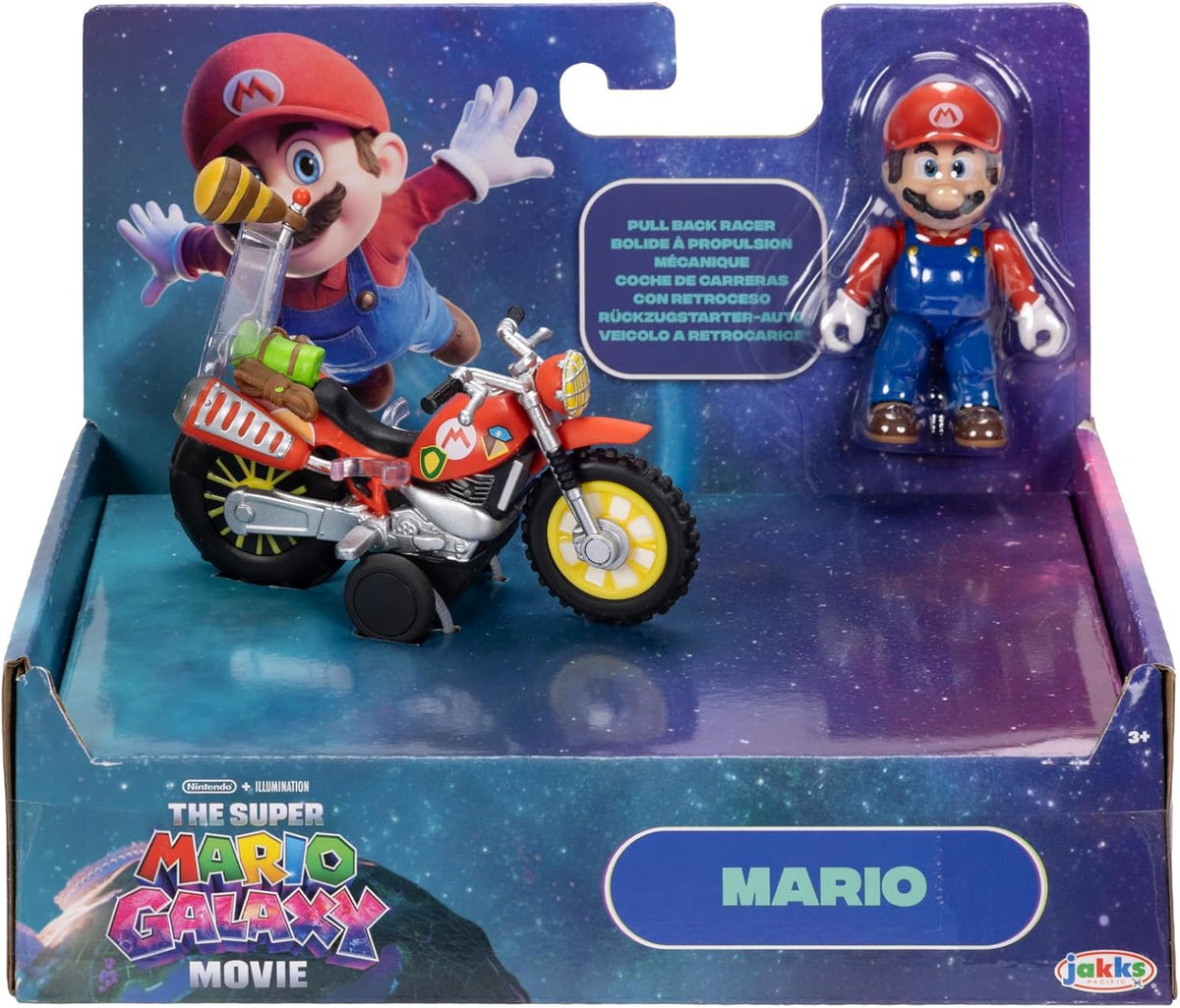 The Super Mario Galaxy Movie – Figura de 2.5 Pulgadas con Motocicleta de Retroceso – Mario, the Super Mario BROS. MOVIE, TOY_FIGURE, Plástico, Jakks Pacific