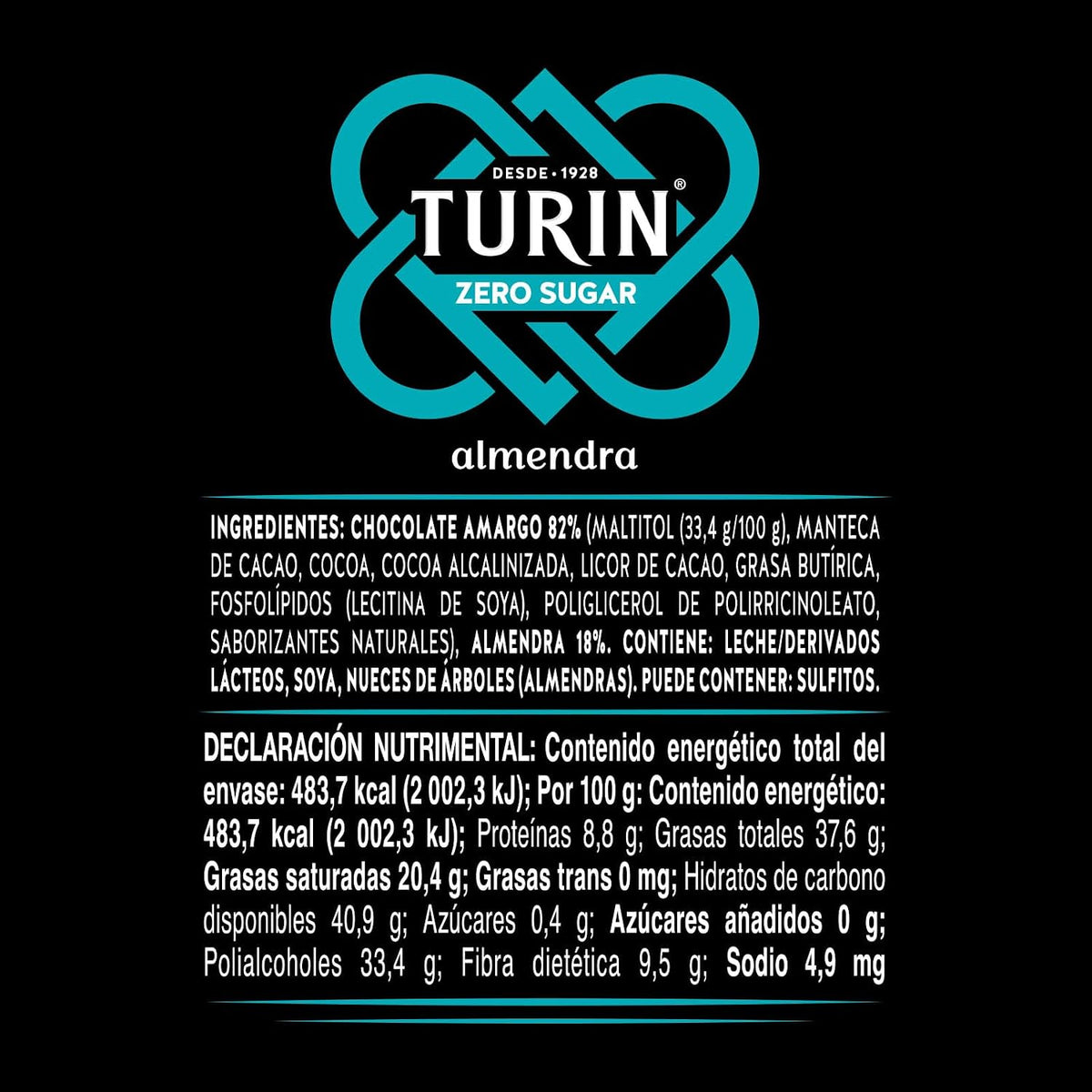 Turin Zero Sugar, ALMENDRA, 100 gramos