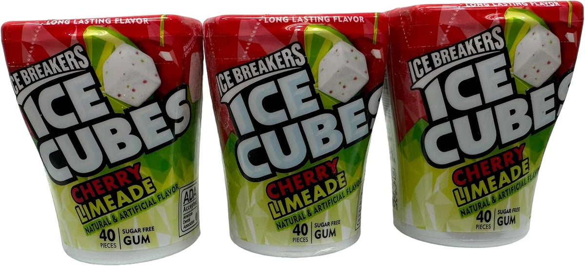 Ice Breakers - Cubos de Hielo sin Azúcar, Lima de Cereza, (3) Botellas de 40 Unidades y Tarjeta de Recetas Thisnthat
