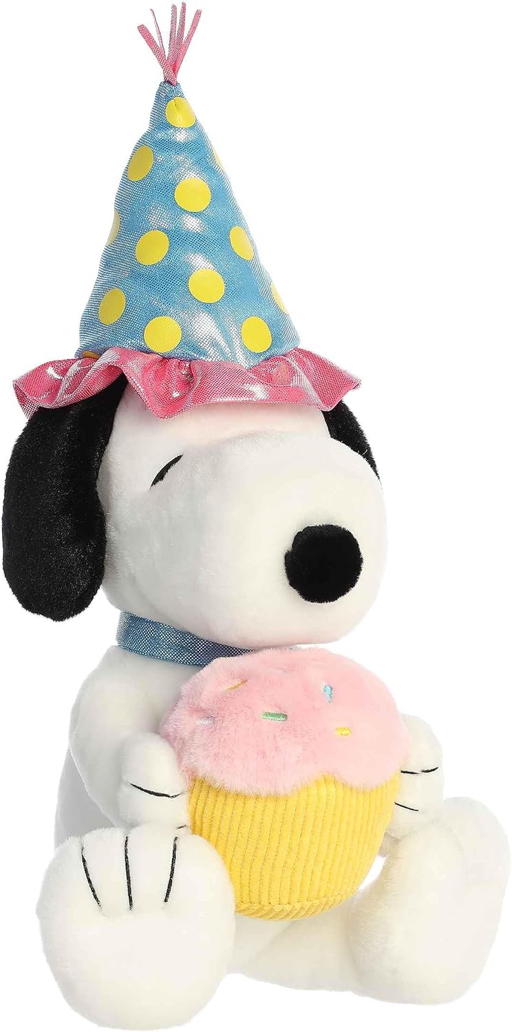 Aurora Adorable Peanuts Birthday Snoopy Animal de Peluche – Juguetes con Licencia Oficial para Todos los Fans de Snoopy – Regalo nostálgico para Adultos y Celebraciones de cumpleaños, 12 Pulgadas