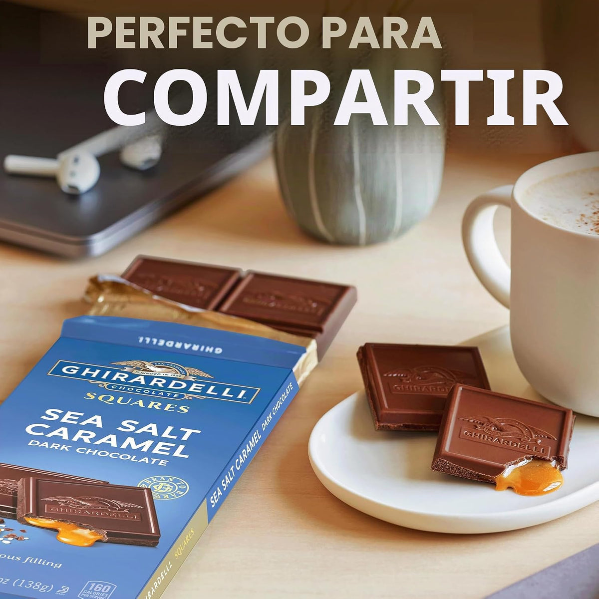 GHIRARDELLI Sea Salt Caramel Dark Chocolate Squares Bar, 4.8 Oz Bar