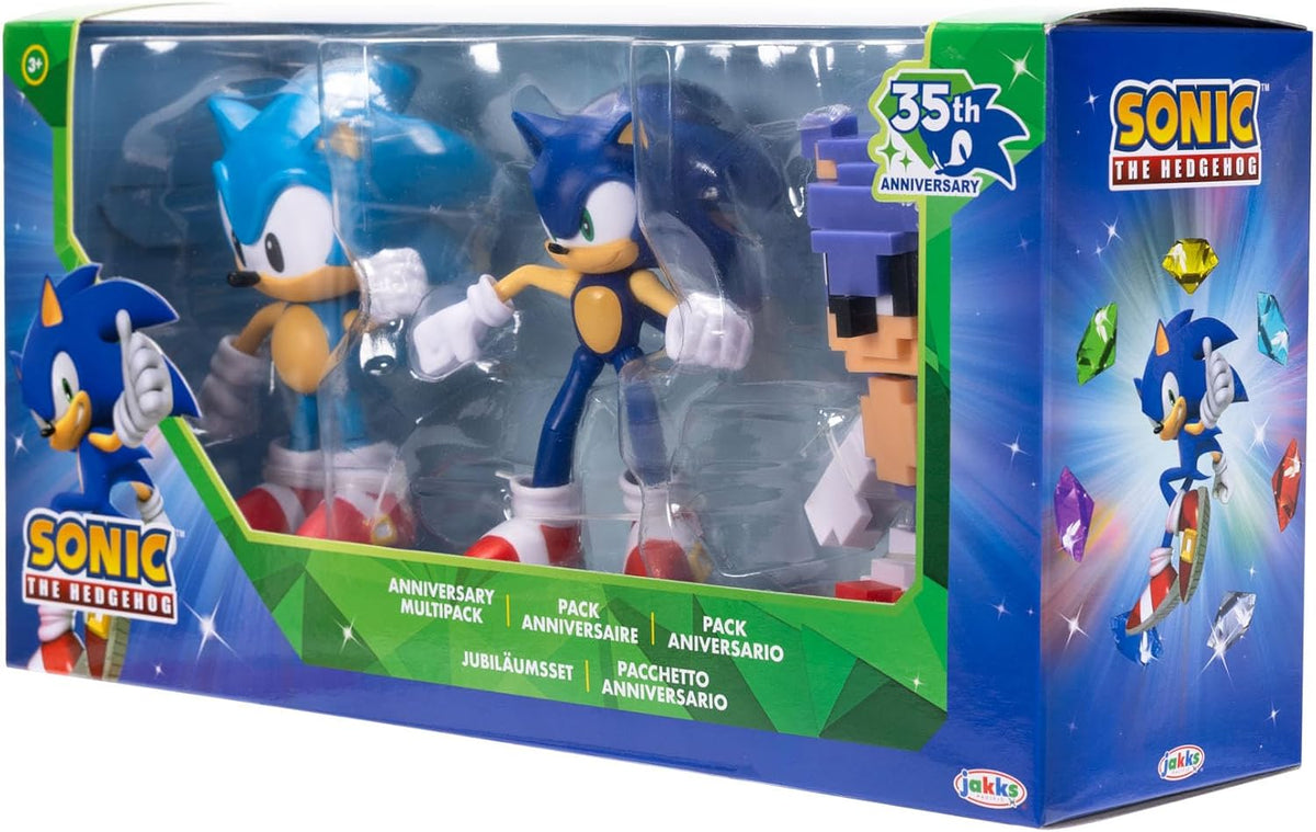 Jakks Pacific Set de Figuras de Acción Sonic The Hedgehog, 35 Aniversario, 3 Figuras Coleccionables