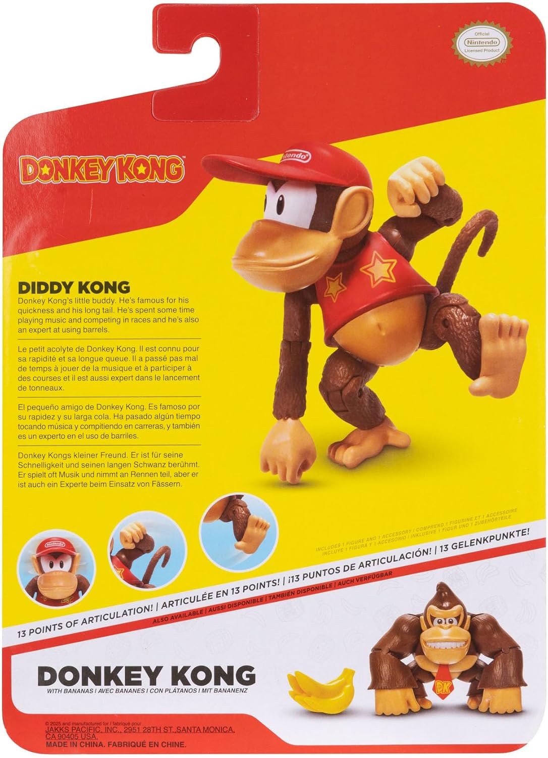 Jakks Pacific Figura de Acción Super Mario Bros Diddy Kong 4"