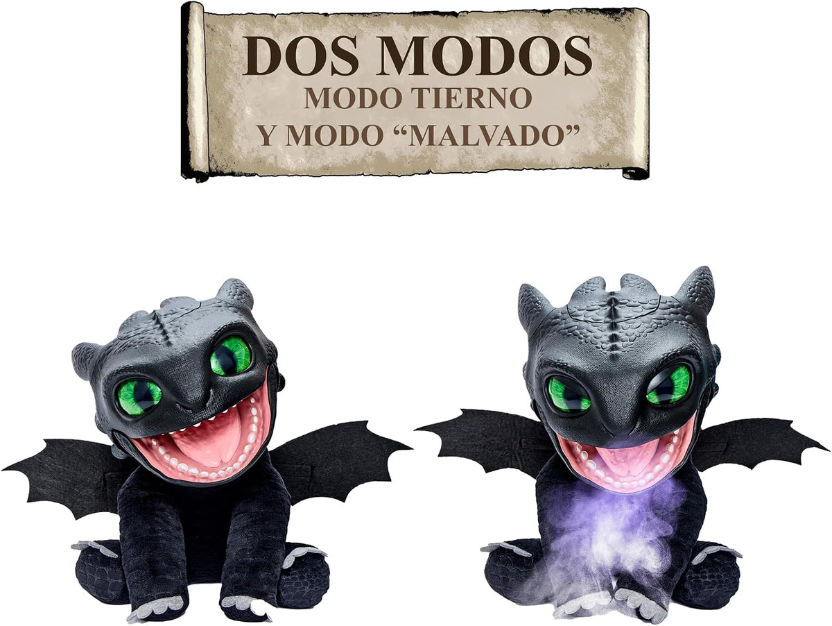 Famosa Chimuelo Puppetronic Real FX Cómo Entrenar a tu dragón, marioneta electrónica de 30 cm, +50 reacciones y Sonidos, Efectos de Humo y Fuego (RE00000)