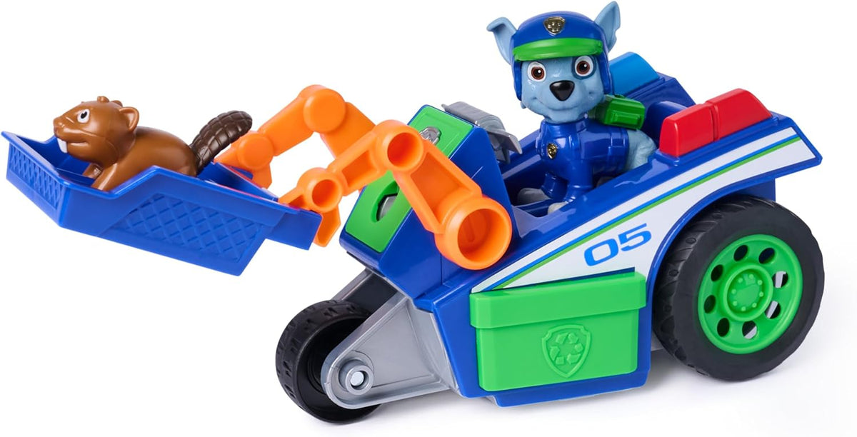 Paw Patrol: Search & Rescue, vehículo de Reciclaje y Rescate de Rocky con 2 Figuras, vehículo de Juguete con función de propulsión, Juguetes para niños y niñas a Partir de 3 años