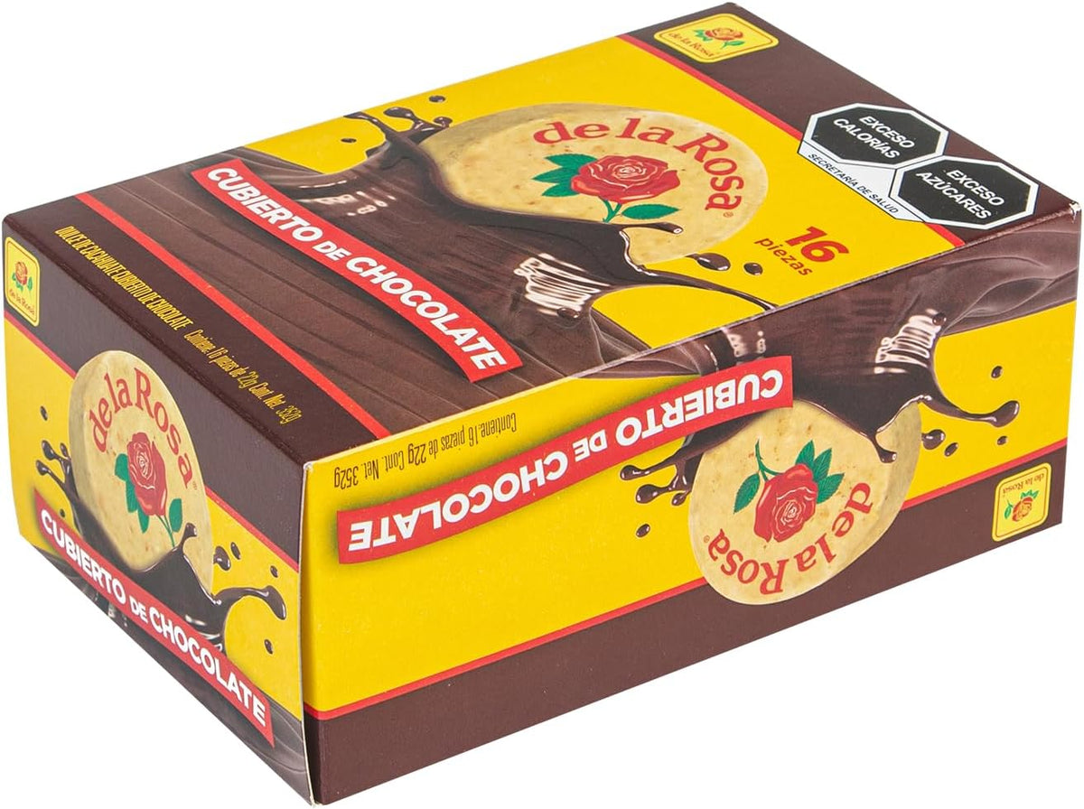 De la Rosa Mazapán cubierto con chocolate 16 piezas 22 grs