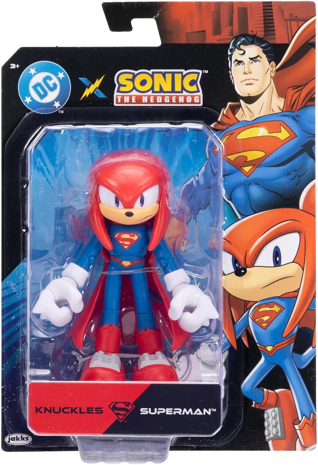 JAKKS Pacific - Figura de Acción DC x Sonic The Hedgehog, Knuckles Superman, Mide 5 Pulgadas, Coleccionable, Edición Superheroes, Edad 3+ años