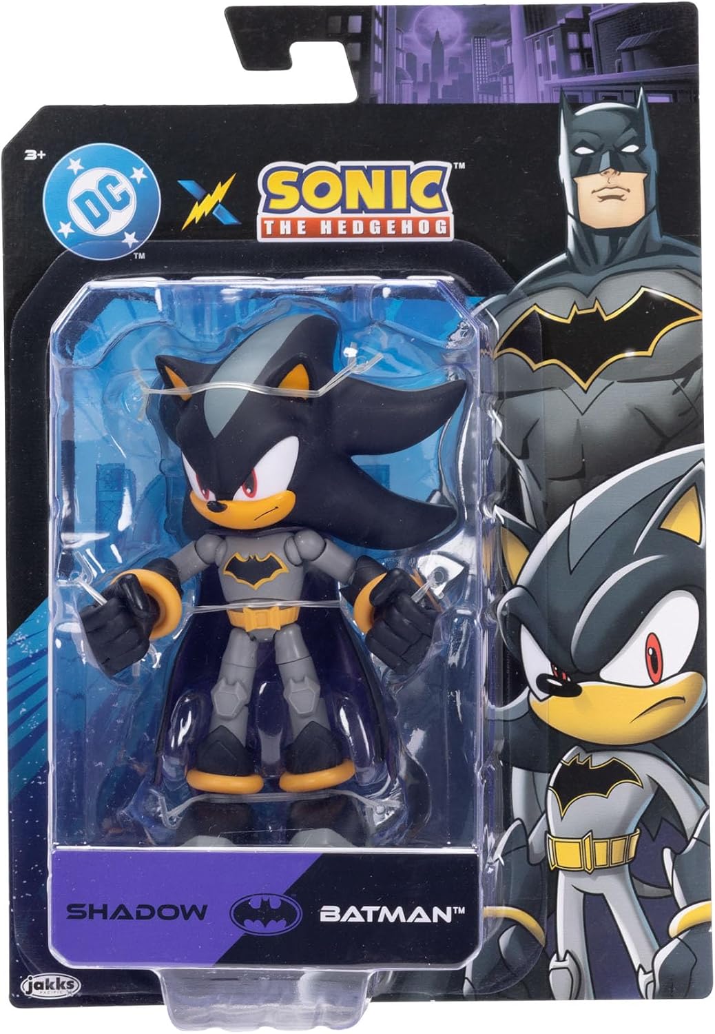 JAKKS Pacific Figura de Acción DC x Sonic The Hedgehog, Mide 5 Pulgadas, Shadow como Batman