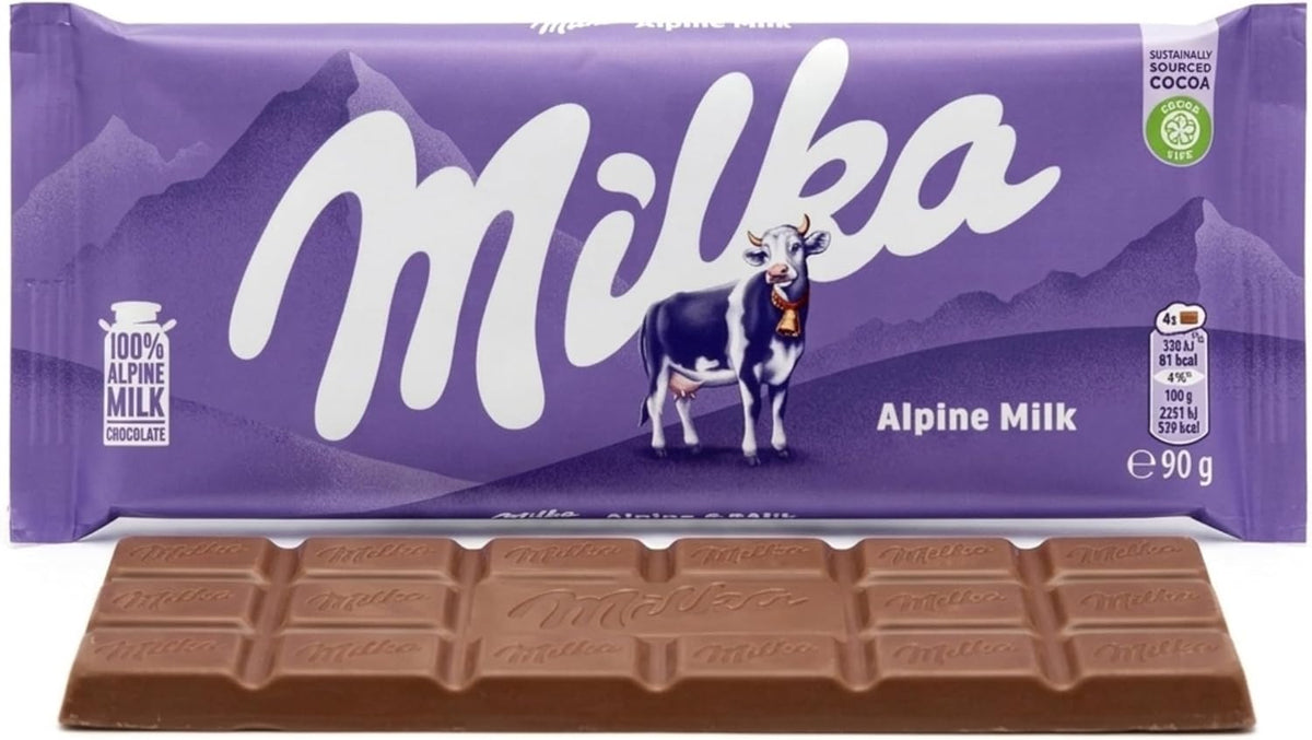 Milka Alpenmilch Alpine Milk Chocolate, 100 g (paquete de 2)