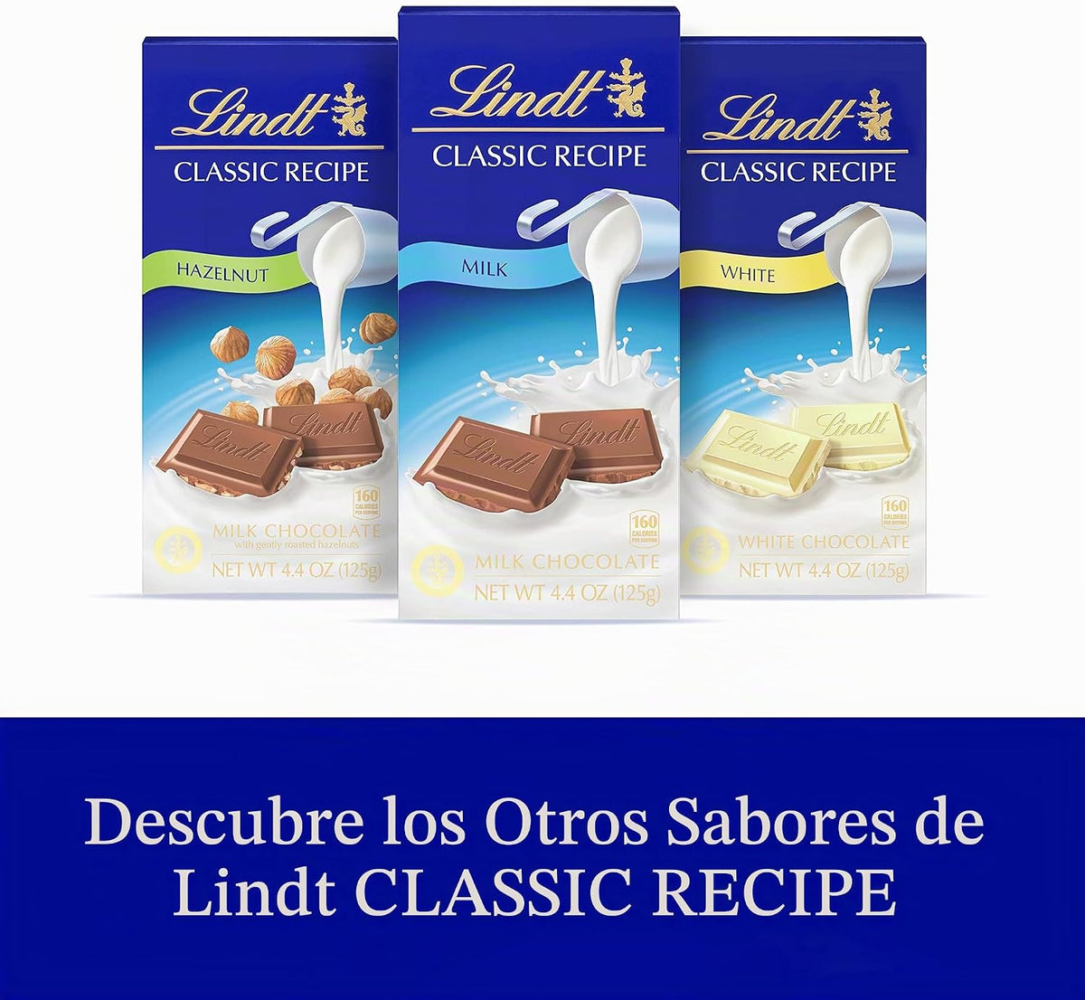 Lindt RECETA CLÁSICA Barra de caramelo de chocolate con leche, chocolate con leche, 4.4 oz.