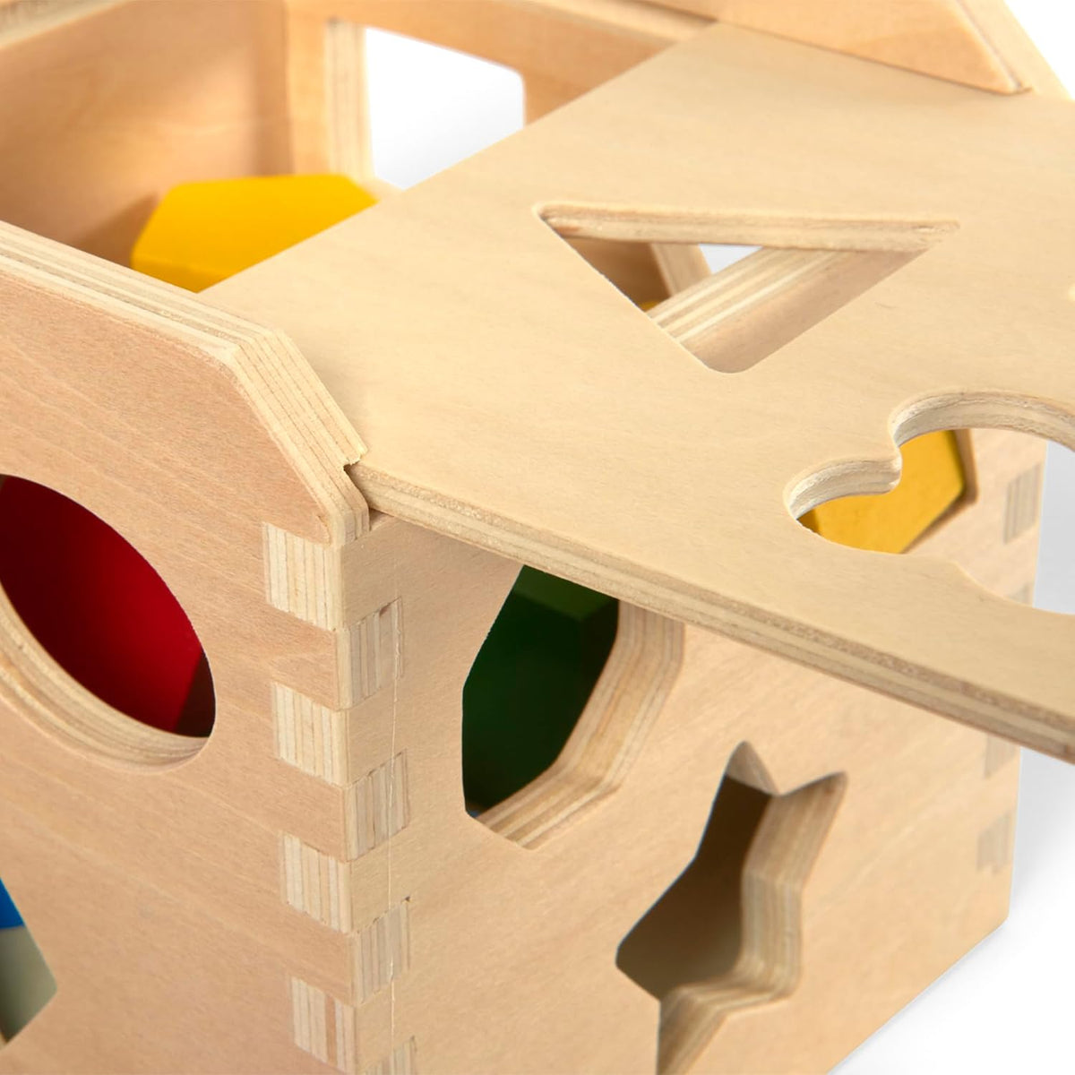Melissa & Doug Cubo Clasificador de Formas, Juguete de Madera, Juguete Clásico de Desarrollo, Piezas Fáciles de Agarrar (12 Piezas)