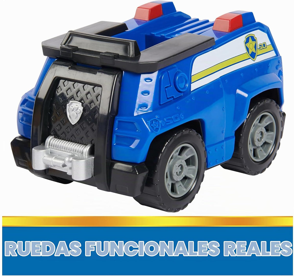 Paw Patrol, Chase's Patrol Cruiser, Coche de Juguete con Figura de acción Coleccionable, Juguetes para niños de Mente sostenible para niños y niñas a Partir de 3 años