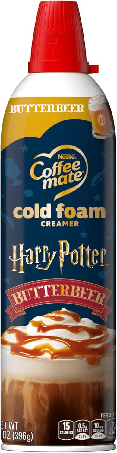 Coffee Mate Harry Potter Butterbeer - Crema de espuma fría con sabor a cerveza, sin gluten, 14 onzas, 25% Menos Azúcar