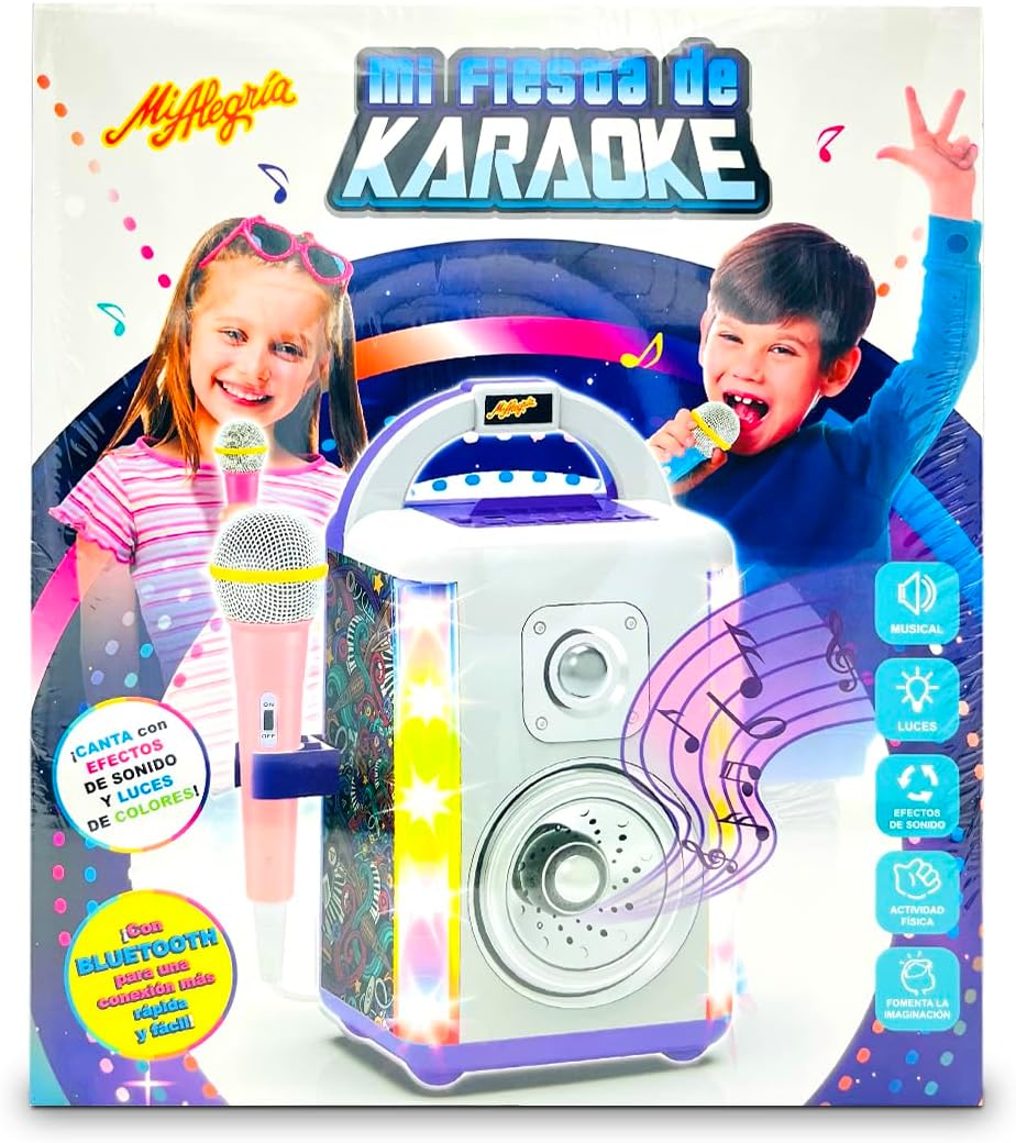 Ult Máquina de Karaoke Infantil Mi Fiesta de Karaoke con Luces y Música, Bluetooth, Multicolor