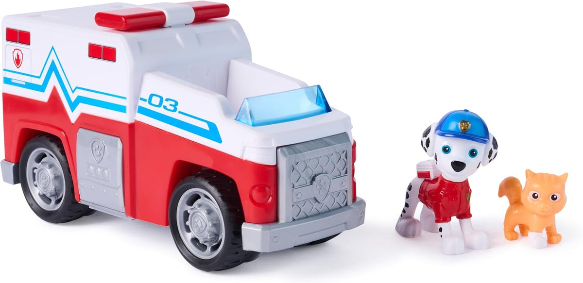 Paw Patrol: Search & Rescue, vehículo de Rescate de Marshall con 2 Figuras, camión de Juguete con función de propulsión, Juguetes para niños y niñas a Partir de 3 años
