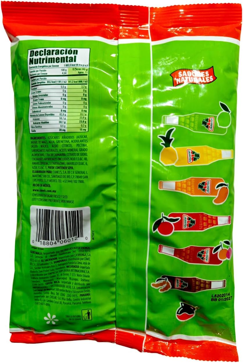 Canel´s Jarritos Gomitas Sabores Tamarindo, Mandarina, Limón, Tutti - Frutti, Piña y Mango, cont neto bolsa de 454gr.