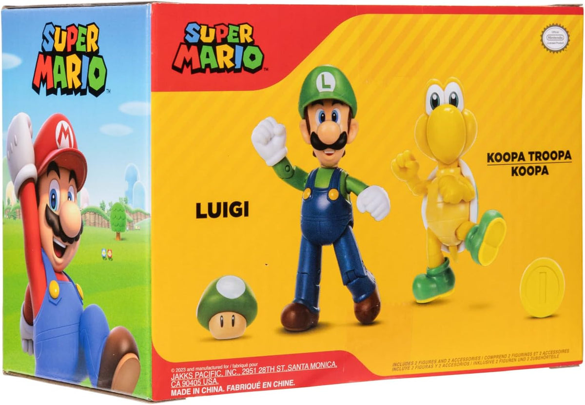 Mlec tech Super Mario Nintendo - Figura de 4 Pulgadas, Paquete de 2: Luigi & Koopa Troopa