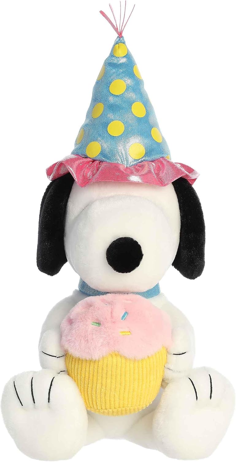 Aurora Adorable Peanuts Birthday Snoopy Animal de Peluche – Juguetes con Licencia Oficial para Todos los Fans de Snoopy – Regalo nostálgico para Adultos y Celebraciones de cumpleaños, 12 Pulgadas