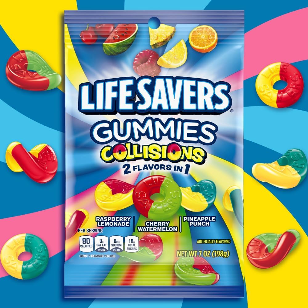 Gummi Savers Salvavers Gummies Collisions Sabores surtidos, 7 oz