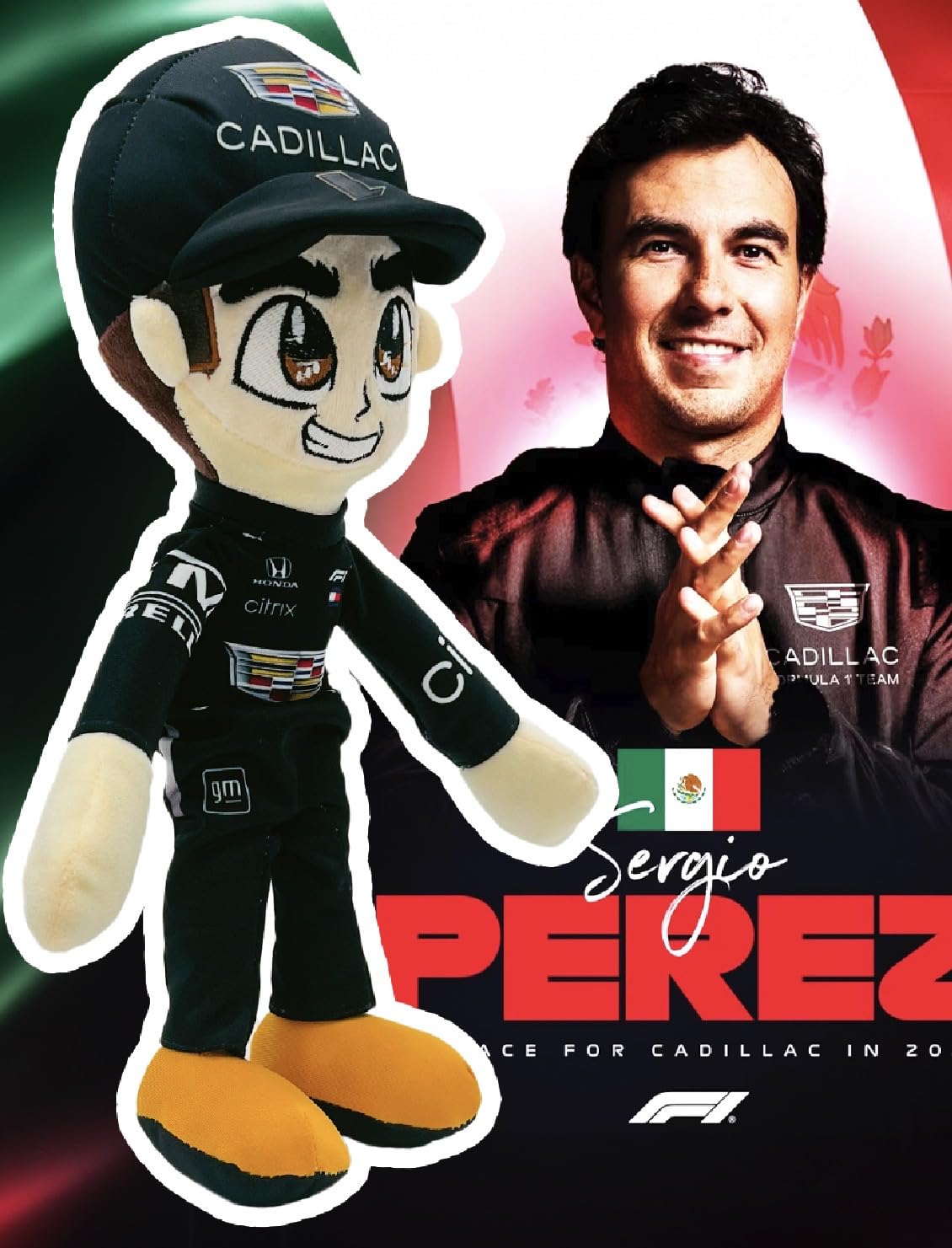 Genérico Peluche Piloto de Carreras checo Perez Estilo Anime Muñeco Suave Coleccionable Regalo para Fans - imagen 3