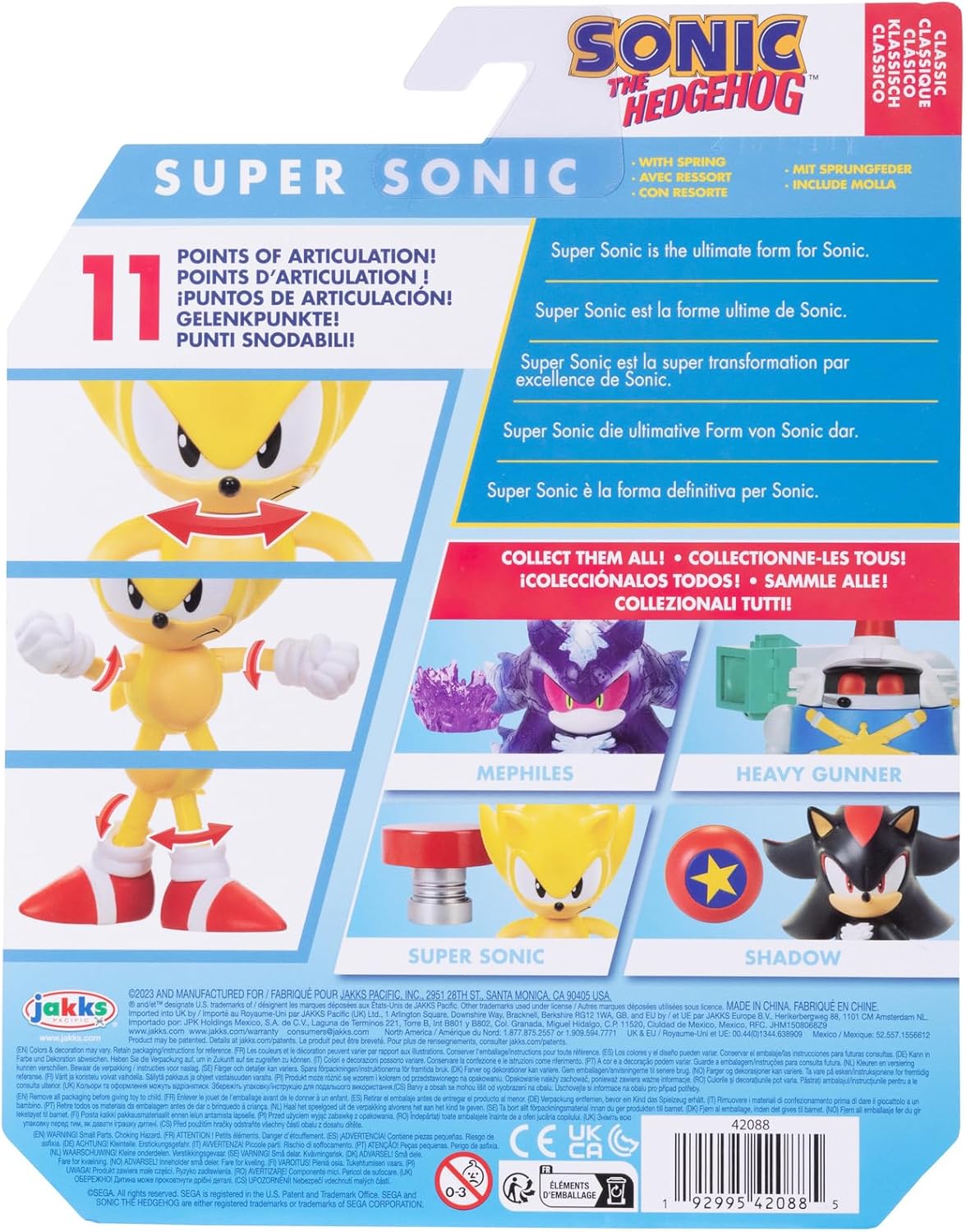 Sonic The Hedgehog JAKKS Pacific - Sega Figura Classic Super Sonic de 4″ con Accesorio Red Spring – Figura Articulada Oficial para Fans y Niños 3+ Años