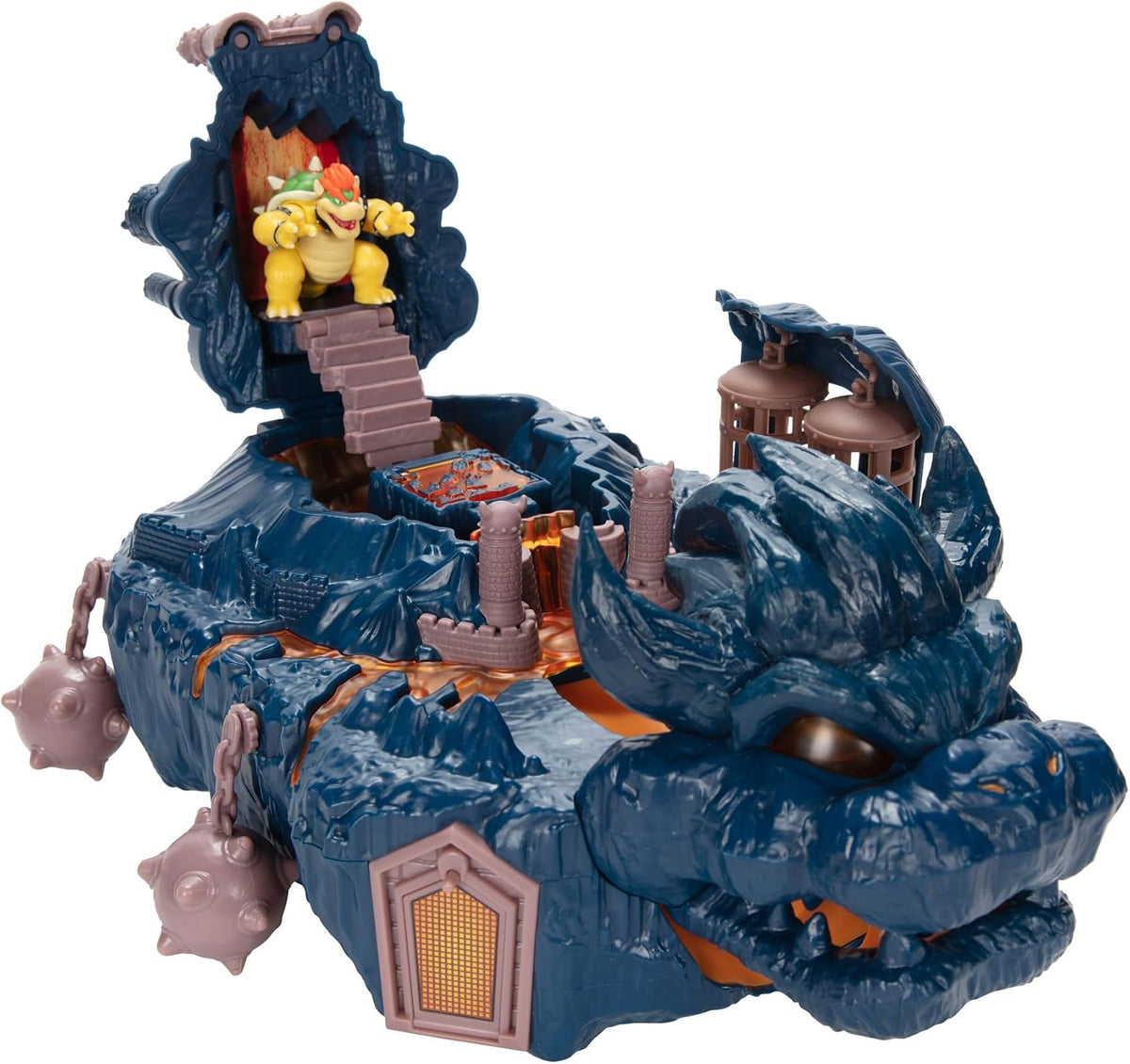 Jakks Pacific – Super Mario Bros La Película – Mini Set de Juego – Castillo de Bowser en la Isla – Incluye a Bowser de 1.25 Pulgadas - Piezas Interactivas - Licencia Oficial