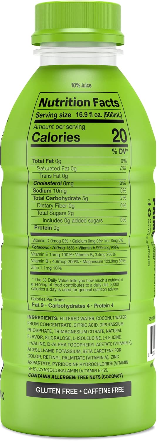 PRIME HYDRATION Prime Hidratación con mezcla BCAA para recuperación muscular Lima Limón (12 bebidas, 16 onzas líquidas. cada uno)