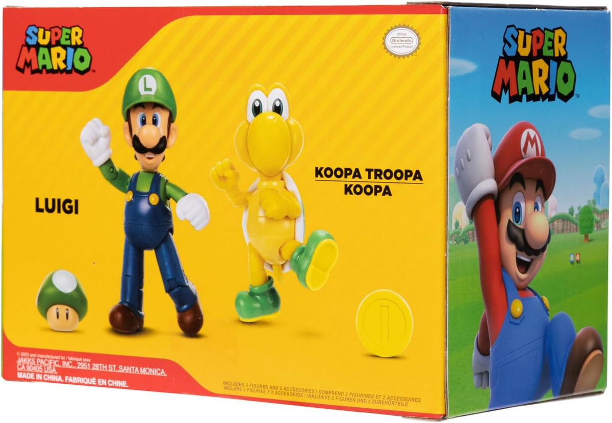 Mlec tech Super Mario Nintendo - Figura de 4 Pulgadas, Paquete de 2: Luigi & Koopa Troopa