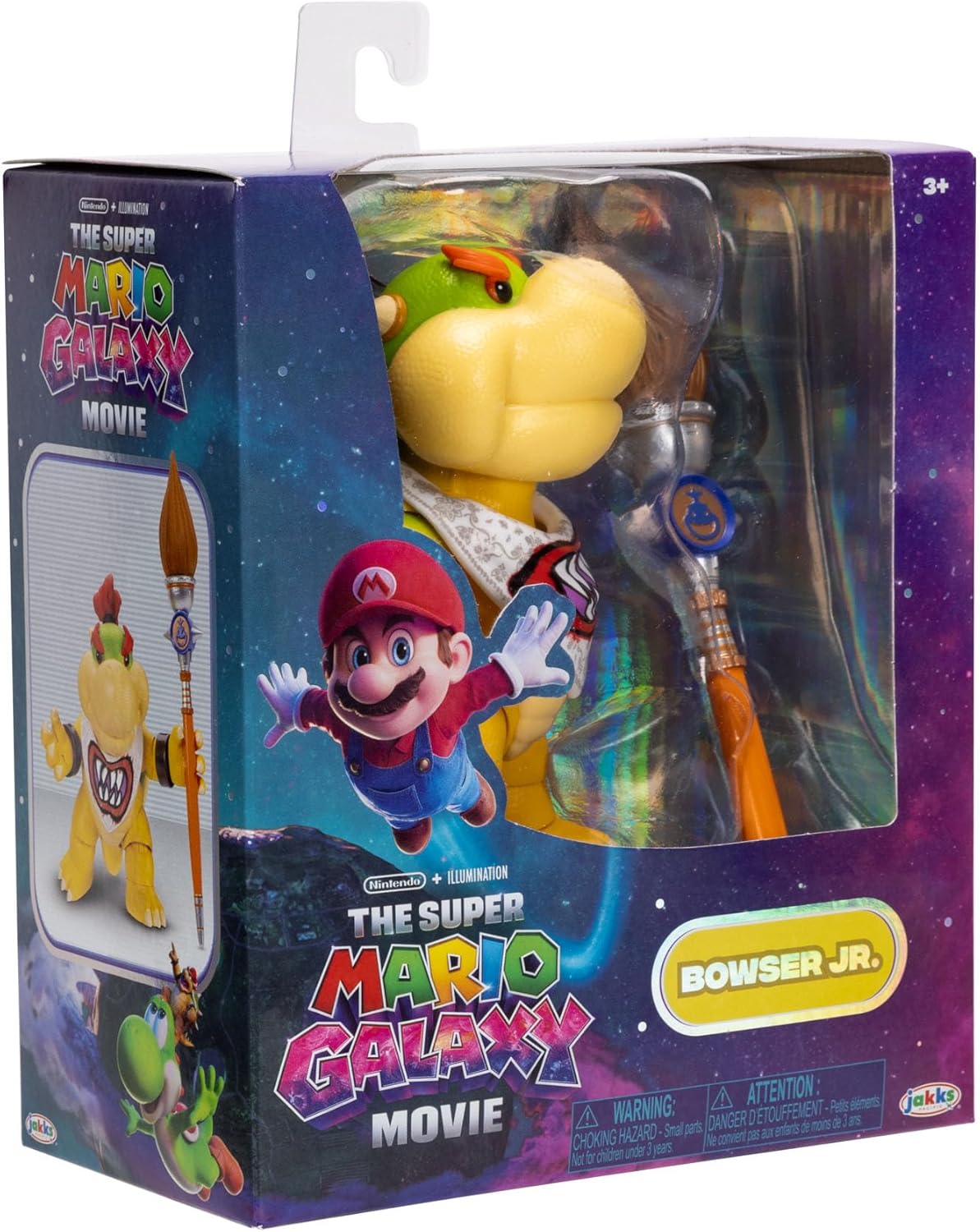 Jakks Pacific Super Mario Galaxy Movie Figura Bowser Jr. 5 Pulgadas con Pincel, 17 Puntos de Articulación, Coleccionable, +3 Años