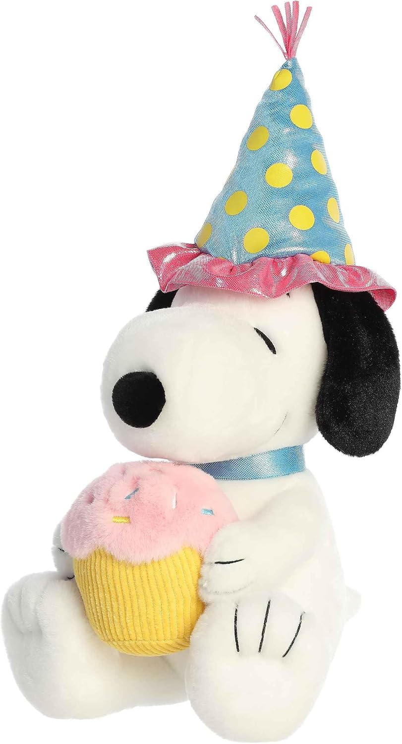 Aurora Adorable Peanuts Birthday Snoopy Animal de Peluche – Juguetes con Licencia Oficial para Todos los Fans de Snoopy – Regalo nostálgico para Adultos y Celebraciones de cumpleaños, 12 Pulgadas