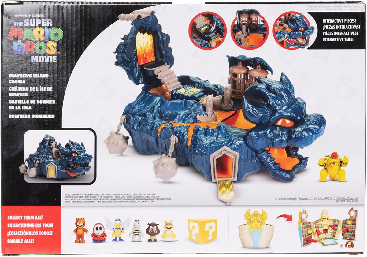 Jakks Pacific – Super Mario Bros La Película – Mini Set de Juego – Castillo de Bowser en la Isla – Incluye a Bowser de 1.25 Pulgadas - Piezas Interactivas - Licencia Oficial