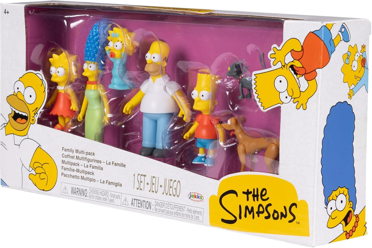 Jakks Pacific - The Simpsons Set de Figuras Familia Simpson Escala 2.5″ – Homer, Marge, Bart, Lisa y Maggie con Diseño Coleccionable para Fans y Niños 4+ Años