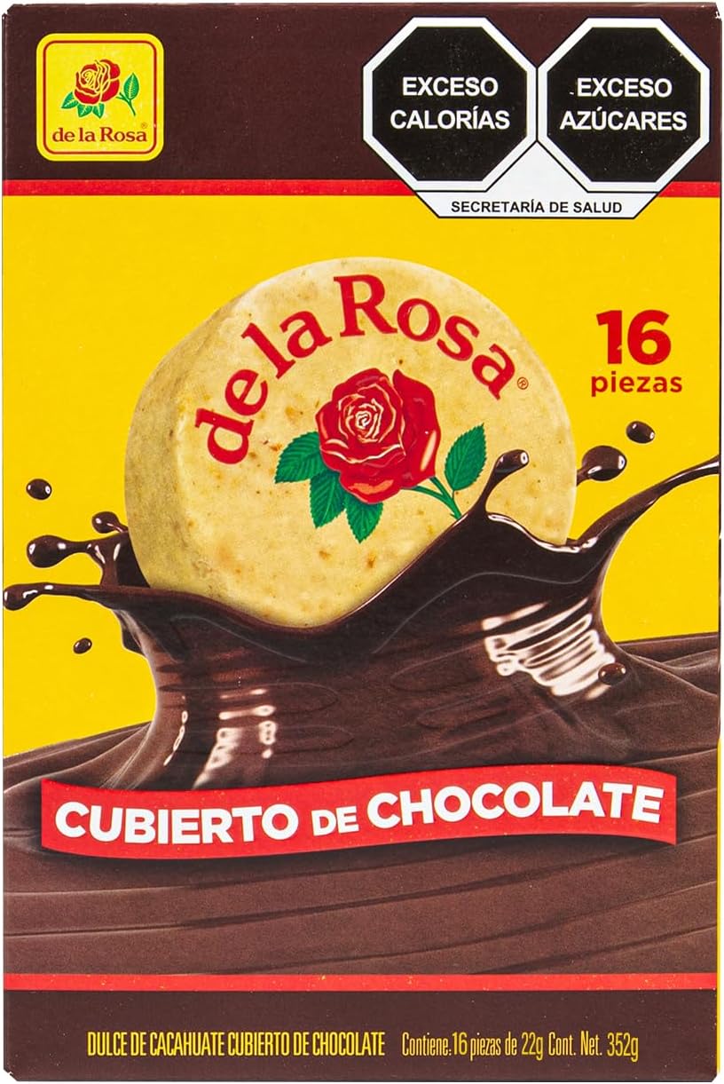 De la Rosa Mazapán cubierto con chocolate 16 piezas 22 grs