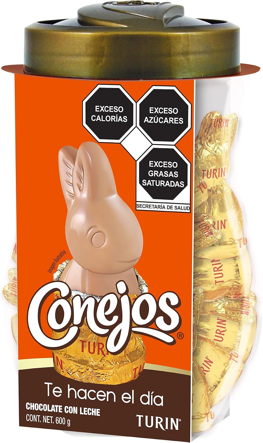 Conejos Turin Chocolates Tubo de 30 piezas, 20g cada pieza. 600g