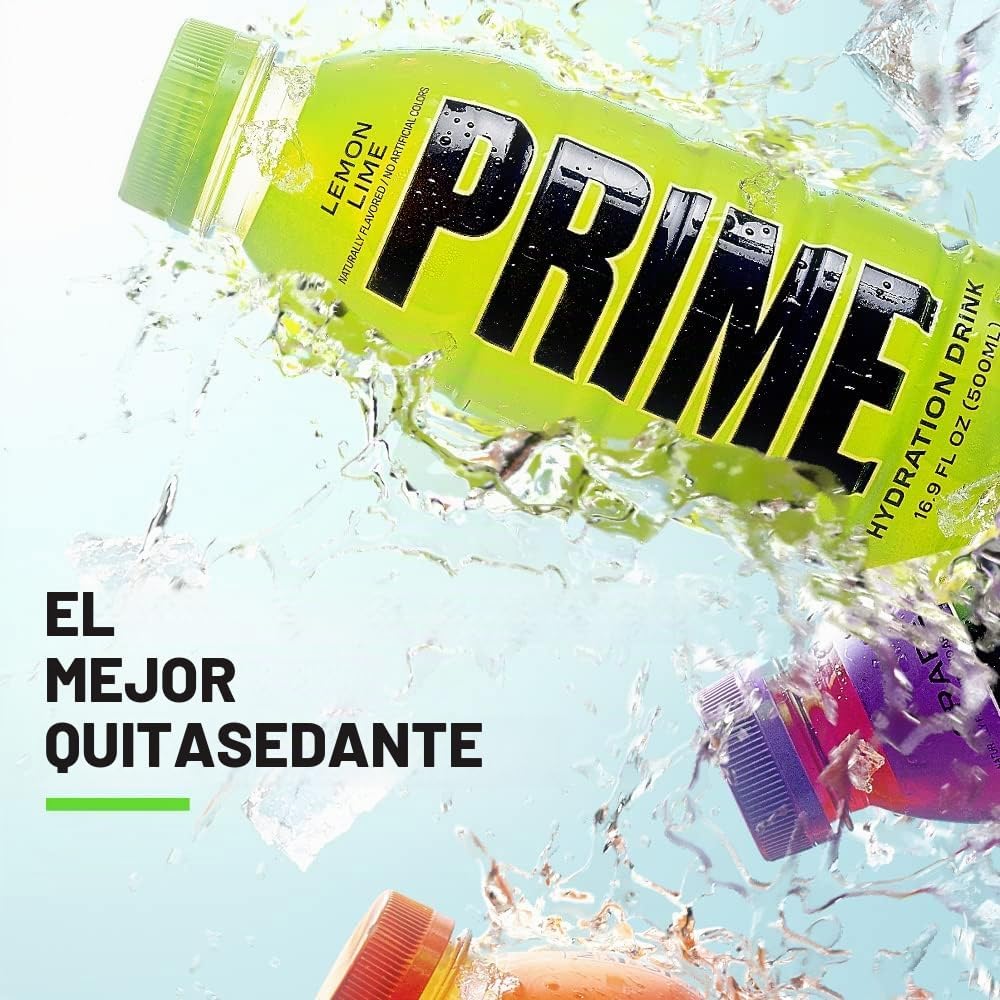 PRIME HYDRATION Prime Hidratación con mezcla BCAA para recuperación muscular Lima Limón (12 bebidas, 16 onzas líquidas. cada uno)