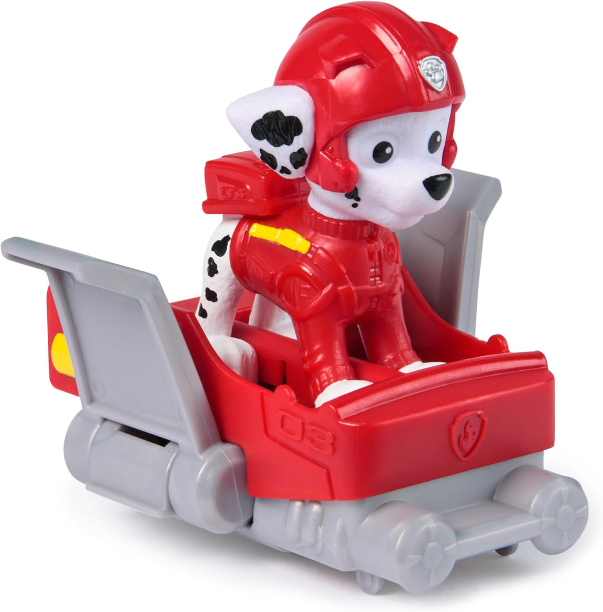 Paw Patrol: Action Pups, Figura de acción de Marshall y avión aerodeslizador con alas Plegables, Juguetes para niños y niñas a Partir de 3 años