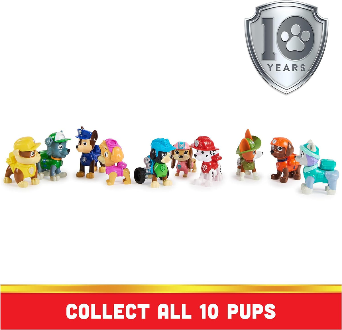 Paw Patrol, 10.º Aniversario, Set de Regalo de Figuras de Juguete con 10 Figuras de acción coleccionables, Juguetes para niños a Partir de 3 años