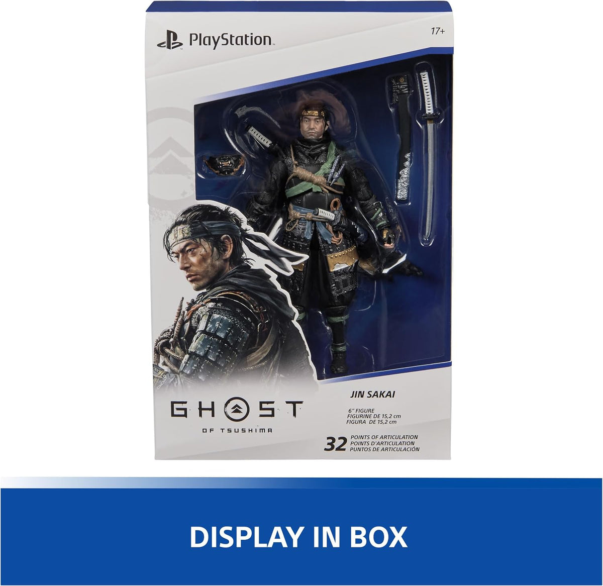 PlayStation, Ghost of Tsushima, Figura de Acción del Samurái Jin Sakai de 15 Cm, 2 Accesorios, the Shapes Collection, para Fans y Coleccionistas de la PS5 a Partir de 17 Años