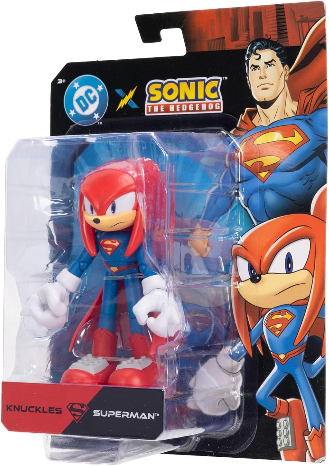 JAKKS Pacific - Figura de Acción DC x Sonic The Hedgehog, Knuckles Superman, Mide 5 Pulgadas, Coleccionable, Edición Superheroes, Edad 3+ años
