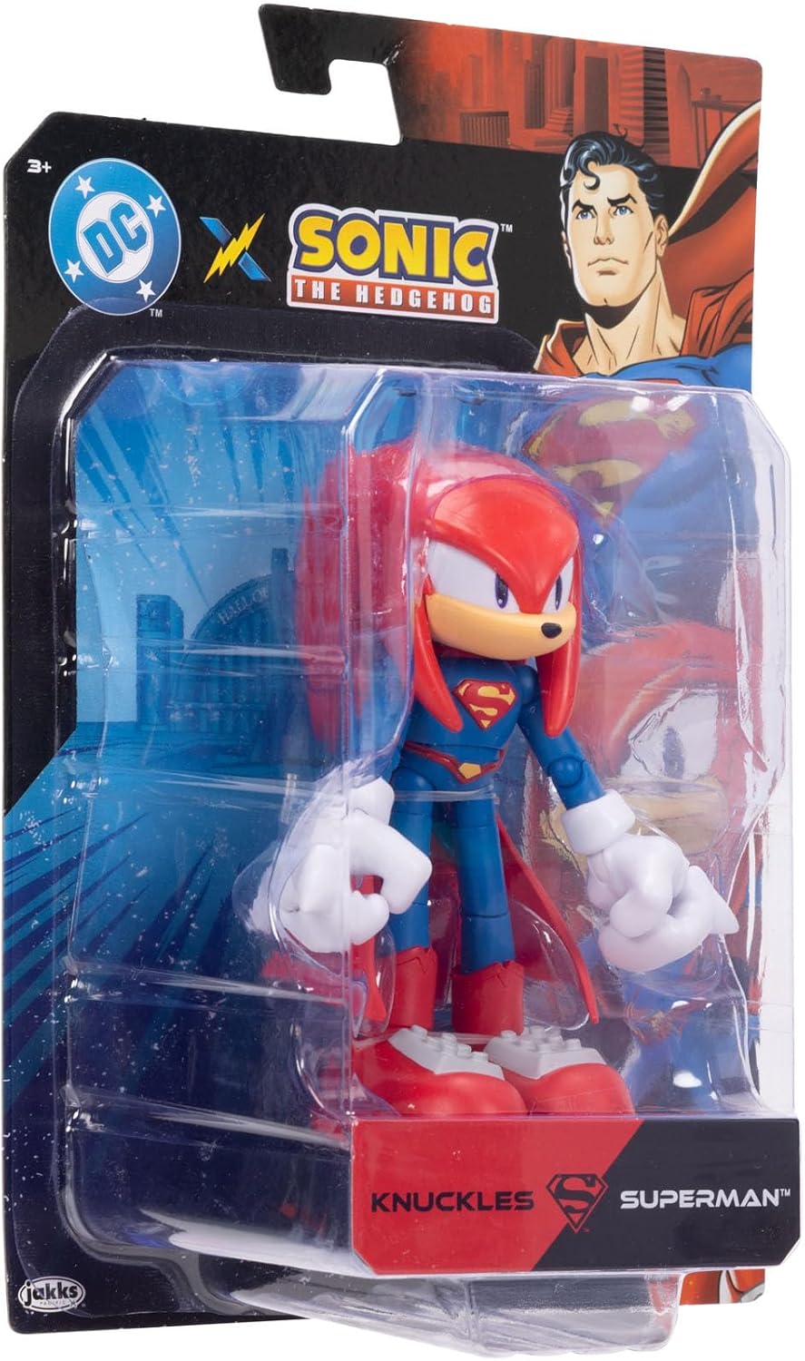 JAKKS Pacific - Figura de Acción DC x Sonic The Hedgehog, Knuckles Superman, Mide 5 Pulgadas, Coleccionable, Edición Superheroes, Edad 3+ años