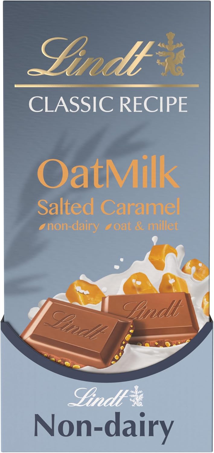 Lindt CLASSIC RECIPE Non-Dairy OatMilk Salted Caramel Chocolate Candy Bar, 3.5 oz. (10 Pack)