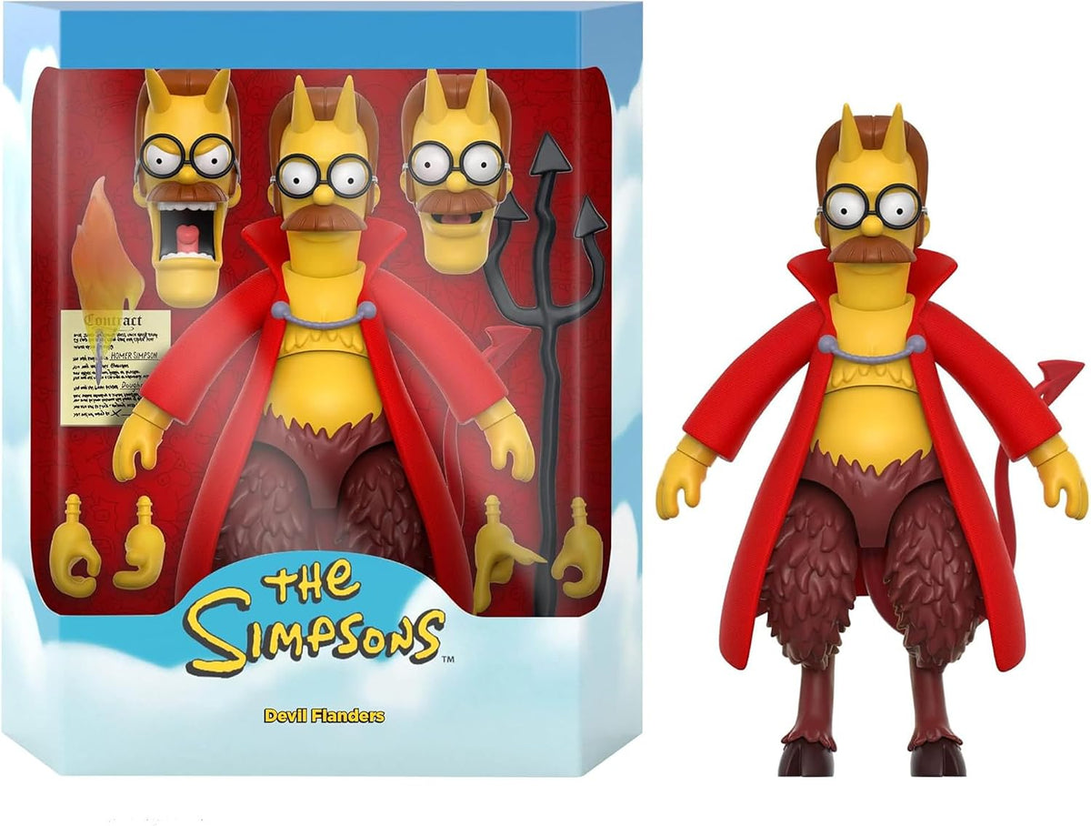 Super7 ULTIMATES! The Simpsons Devil Flanders - Figura de acción de los Simpsons de 7 Pulgadas con Accesorios para programas de televisión clásicos coleccionables y Juguetes Retro