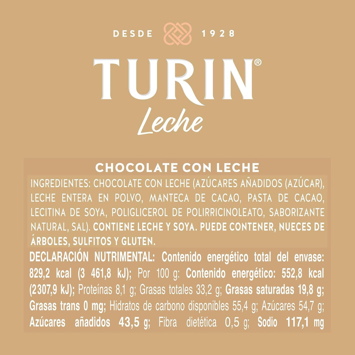 Turin Tablilla de Chocolate con Leche para Reposteria 150G