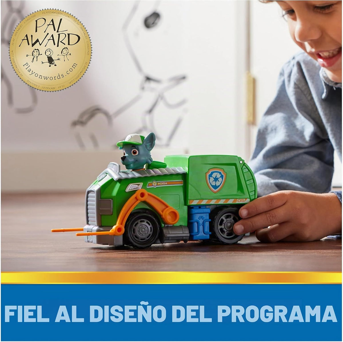 Patrulla Canina, camión de Reciclaje Rocky, camión de Juguete con Figura de acción Coleccionable, Juguetes para niños de Mente sostenible para niños y niñas a Partir de 3 años