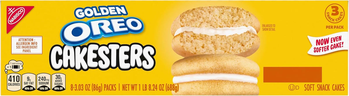 Oreo Pastelitos Suaves Golden Cakesters, 8 Paquetes De 85 G