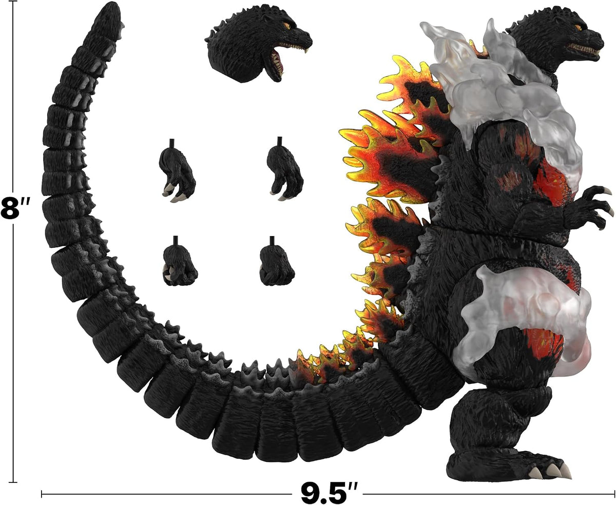 Super7 ULTIMATES! Toho HeiSei Burning Godzilla - Figura de acción Toho Godzilla de 8 Pulgadas con Accesorios - Coleccionables de películas clásicas y Juguetes Retro