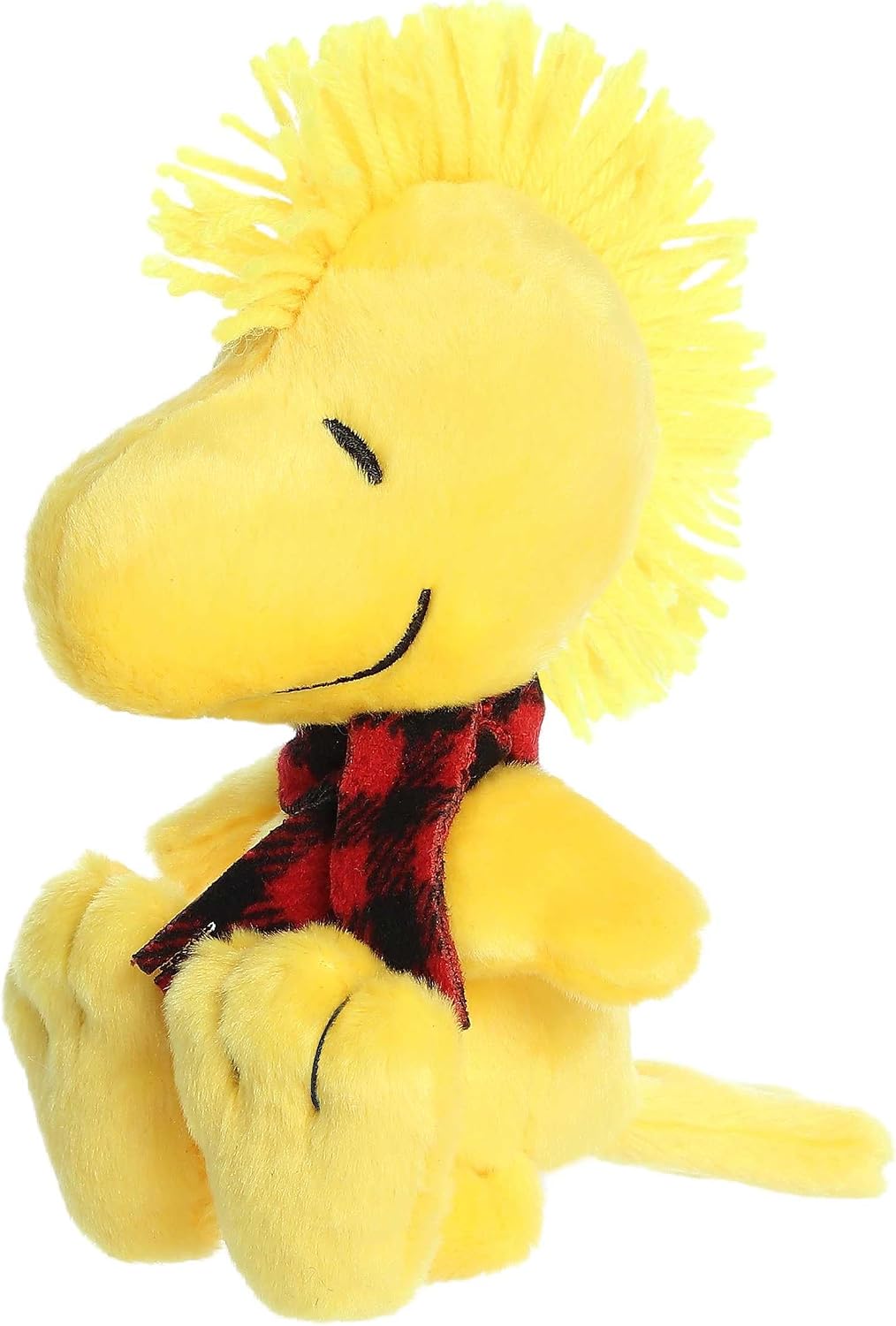 Aurora Festive Peanuts - Animal de Peluche a Cuadros de Invierno - Personajes clásicos - Recuerdos duraderos - Amarillo 6 Pulgadas