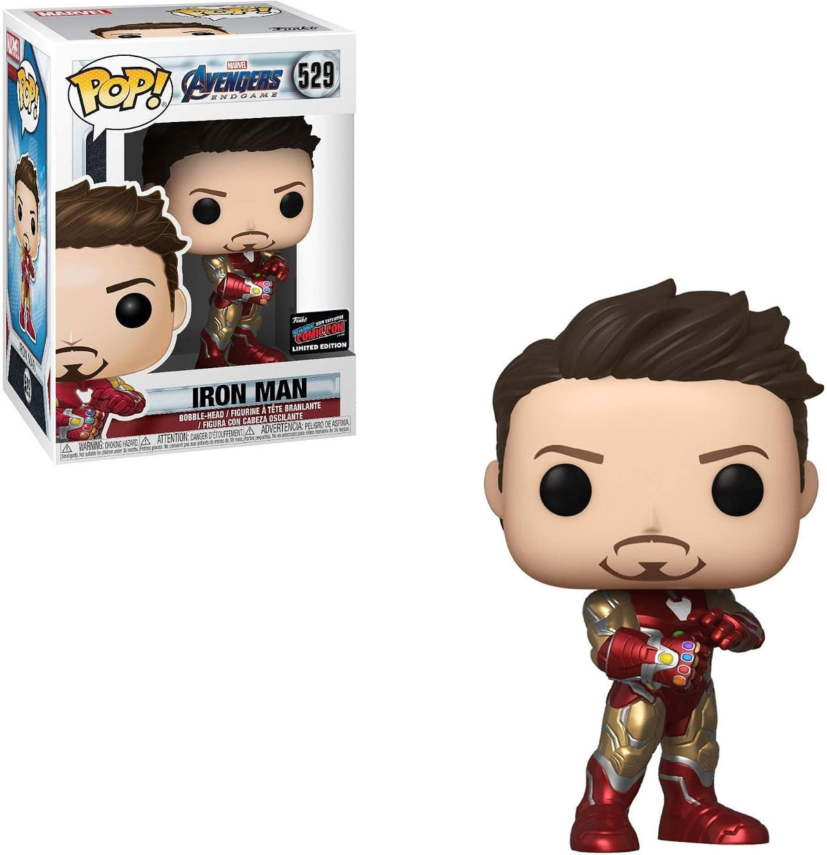 Funko Pop! Marvel: Avengers Endgame - Tony Stark (Iron Man 3) con guantelete, Exclusivo de la Convención de otoño