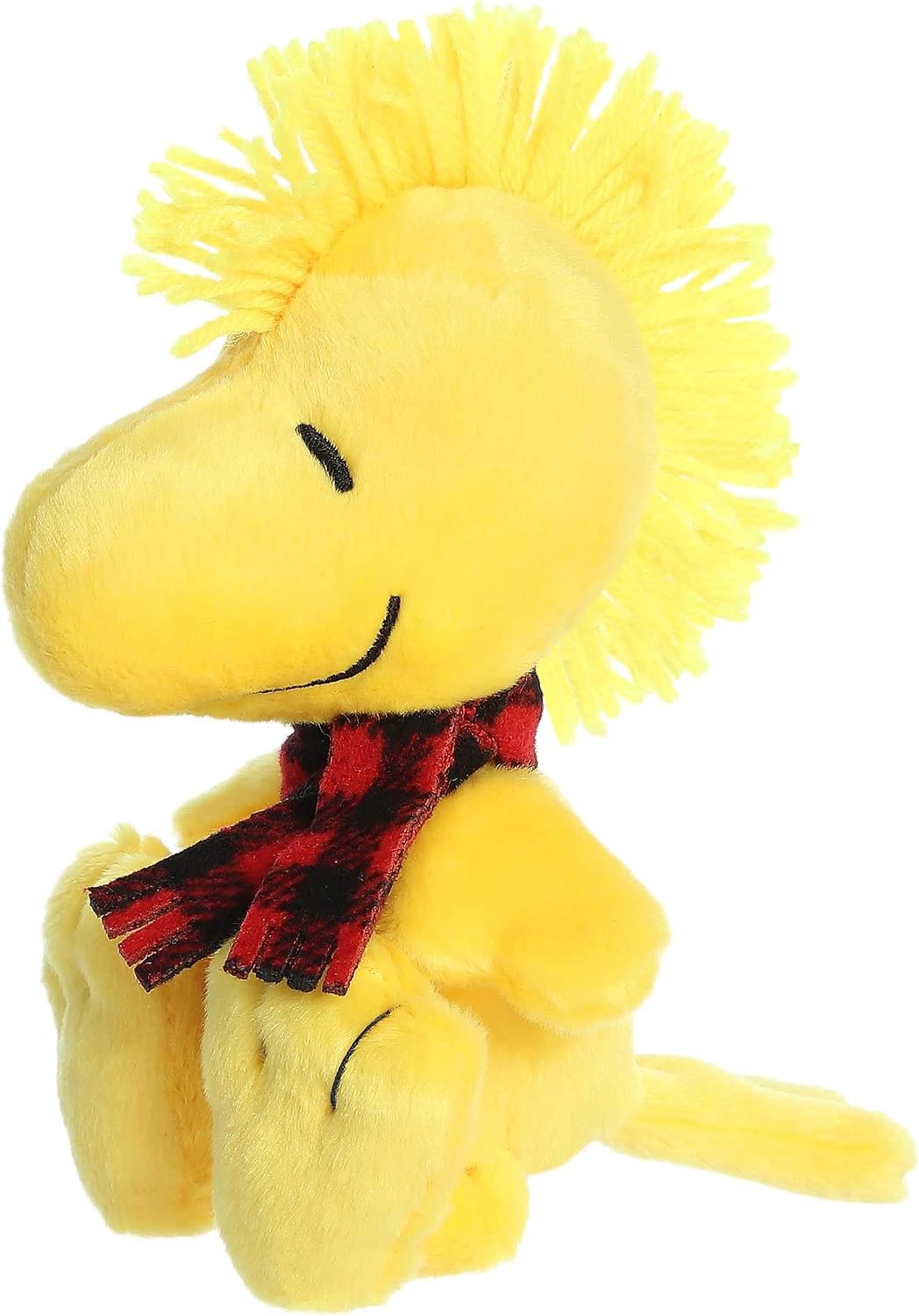 Aurora Festive Peanuts - Animal de Peluche a Cuadros de Invierno - Personajes clásicos - Recuerdos duraderos - Amarillo 6 Pulgadas